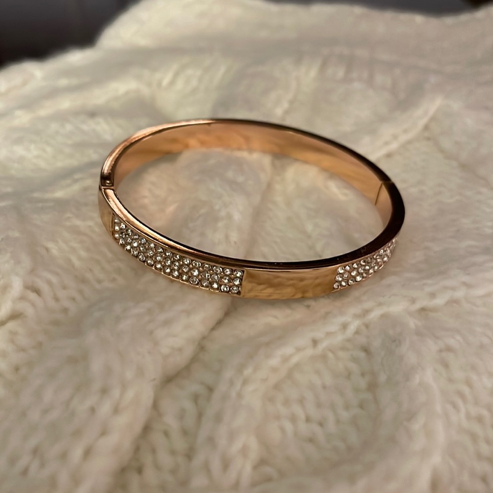 Fashion bracelet- gold color with two sections of bling 😊